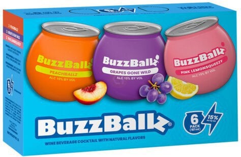 BUZZBALLZ 6PK PEACH/GRAPE/PLEMONADE 200ML